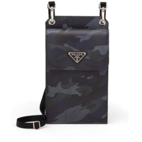 Prada Saffiano Leather Clutch Wristlet Phone Case with Lanyard Camouflage Print - Picture 9 of 15